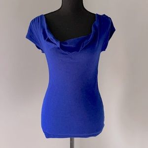Blue Cowl Neck Top